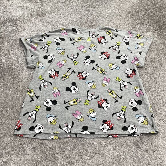 Disney Mickey Mouse Graphic T-Shirt Womens 2X GrayCrew Neck Short Sleeve Tee Top - Picture 2 of 11